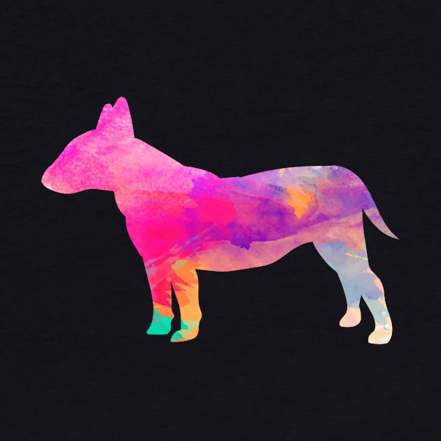 english bull terrier dog art  watercolor gift by T-shirt verkaufen